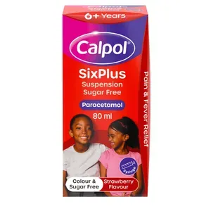 Calpol SixPlus Suspension Sugar Free Strawberry Flavour 6+ Years, 80ml